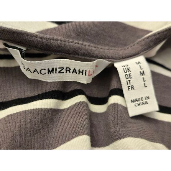 Isaac Mizrahi Women's Size Medium Black/White/Taupe Striped/Color Block Blouse - Picture 4 of 5